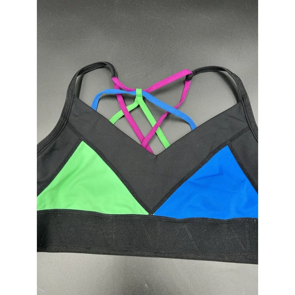 Alala Reef Strappy Triangle Athletic Work Out Sports Bra Black Multicolor Reef M